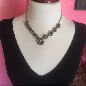 TAXCO "Rose Flower" Linked Necklace 925 Sterling
